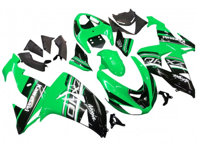 2006-2007 Green White Black Kawasaki ZX10R Motorcycle Fairing Kits