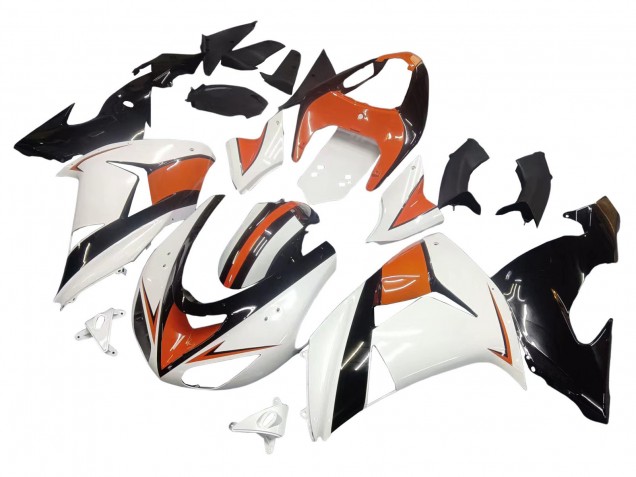 2006-2007 White Orange Black Kawasaki ZX10R Motorcycle Fairings