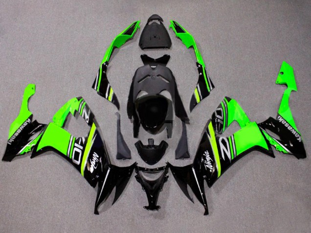2008-2010 Green White Glossy Black Kawasaki ZX10R Motorcycle Fairings