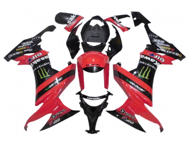 2008-2010 Red Black Green Monster Elf 27 Kawasaki ZX10R Motorcycle Fairings
