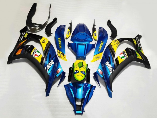 2008-2010 Blue Yellow Black Shark Kawasaki ZX10R Motorcycle Fairings