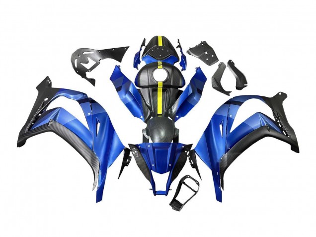 2008-2010 Blue Yellow Matte Black Kawasaki ZX10R Motorcycle Fairings