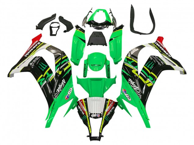 2011-2015 Green Yellow Black White Elf Monster Kawasaki ZX10R Motorcycle Fairings