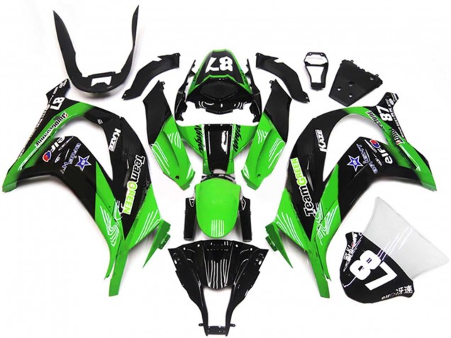 2011-2015 Green Glossy Black Blue Star Team Green 87 Kawasaki ZX10R Motorcycle Fairings