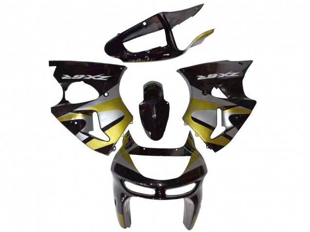 1998-1999 Glossy Black Silver Yellow Kawasaki ZX6R Motorcycle Fairings
