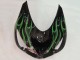 2006-2011 Glossy Black Green Flame Kawasaki ZX14R ZZR1400 Motorcycle Fairing