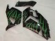 2006-2011 Glossy Black Green Flame Kawasaki ZX14R ZZR1400 Motorcycle Fairing