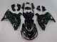 2006-2011 Glossy Black Green Flame Kawasaki ZX14R ZZR1400 Motorcycle Fairing