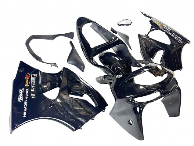 1998-1999 Glossy Black Yellow Elf Bridgestone Kawasaki ZX6R Motorcycle Fairings