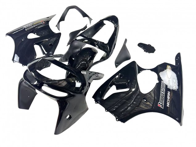 1998-1999 Glossy Black Yellow Elf Bridgestone Kawasaki ZX6R Motorcycle Fairings