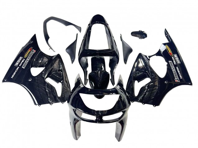 1998-1999 Glossy Black Yellow Elf Bridgestone Kawasaki ZX6R Motorcycle Fairings