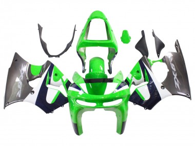 1998-1999 Green White Dark Blue Silver Kawasaki ZX6R Motorcycle Fairings