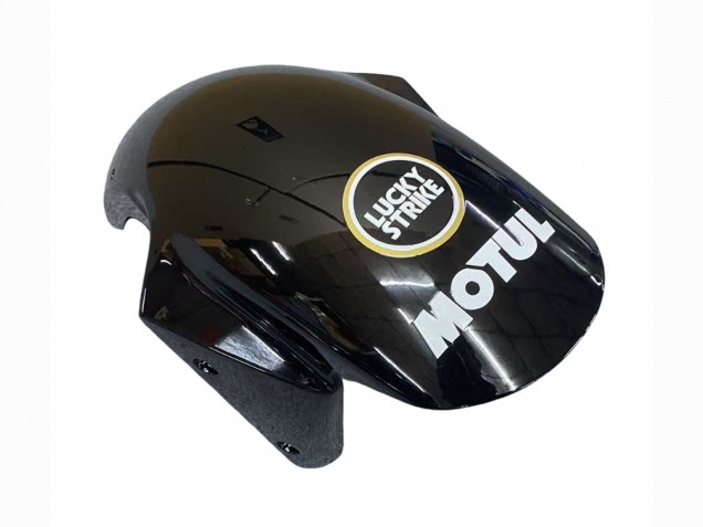 2003-2004 Glossy Black White Motul Lucky Strike Kawasaki ZX6R Motorcycle Fairings