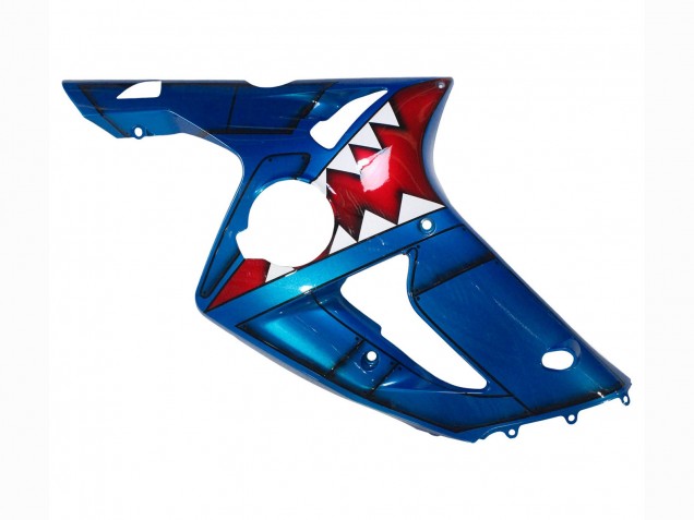 2003-2004 Blue White Red Shark Kawasaki ZX6R Motorcycle Fairings