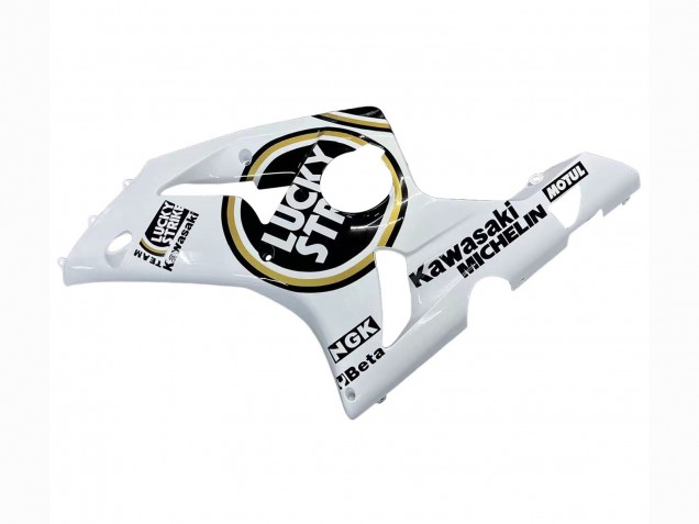 2003-2004 White Black Motul Lucky Strike Kawasaki ZX6R Motorcycle Fairings
