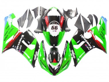 2005-2006 Green Red Black Elf 66 Kawasaki ZX6R Motorcycle Fairings