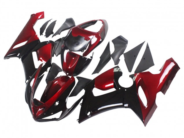 2005-2006 Red Glossy Black Kawasaki ZX6R Motorcycle Fairing