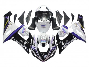 2005-2006 White Purple Black Rizoma Playboy DENSO Kawasaki ZX6R Motorcycle Fairings