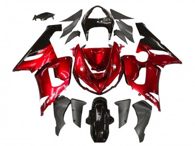 2005-2006 Red Black Kawasaki ZX6R Motorcycle Fairings