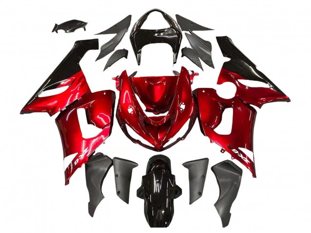 2005-2006 Red Black Kawasaki ZX6R Motorcycle Fairings