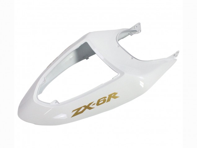 2005-2006 White Black Gold Ninja Kawasaki ZX6R Motorcycle Fairings
