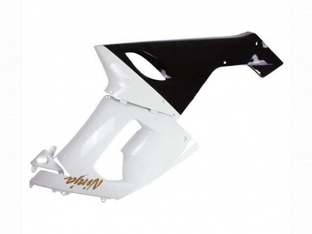 2005-2006 White Black Gold Ninja Kawasaki ZX6R Motorcycle Fairings