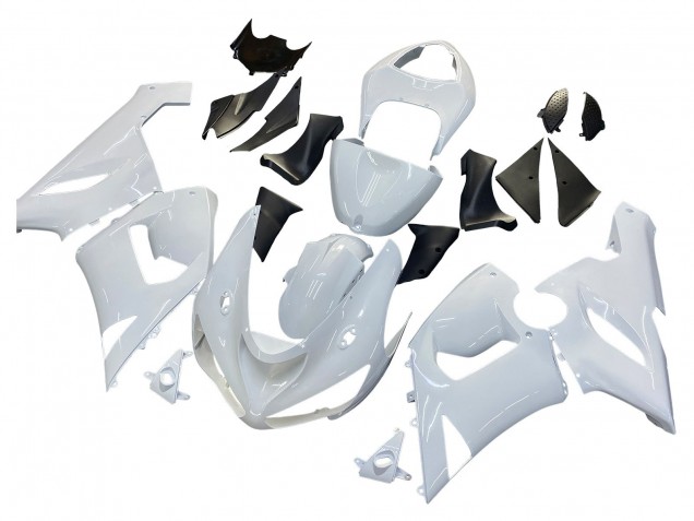 2005-2006 White Kawasaki ZX6R Motorcycle Fairings