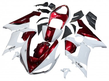 2005-2006 White Red Kawasaki ZX6R Motorcycle Fairings
