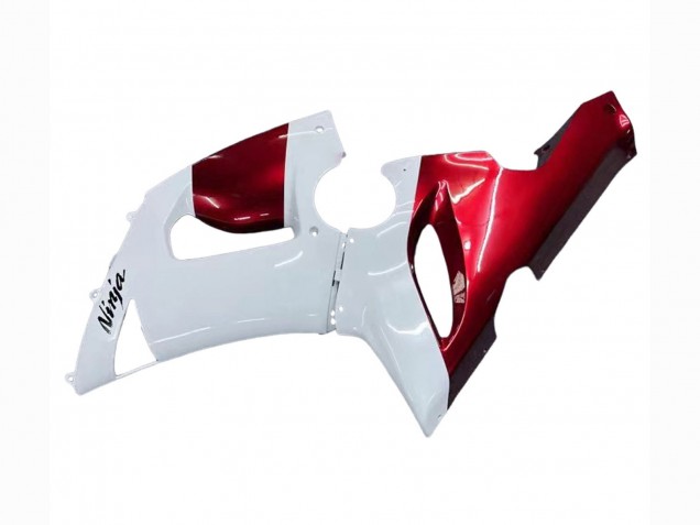 2005-2006 White Red Kawasaki ZX6R Motorcycle Fairings