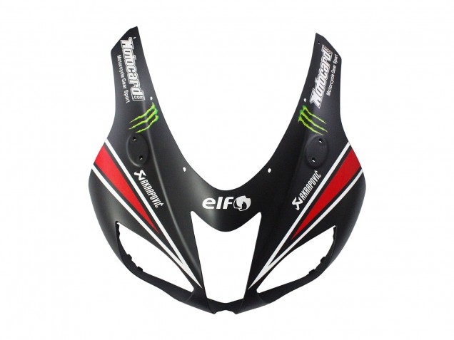 2007-2008 Black White Red with White Snow Decal Ninja Elf Kawasaki ZX6R Motorcycle Fairings