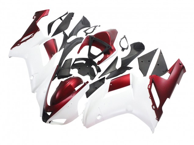 2007-2008 White Red Kawasaki ZX6R Motorcycle Fairing