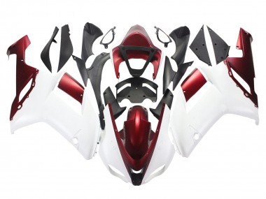 2007-2008 White Red Kawasaki ZX6R Motorcycle Fairing