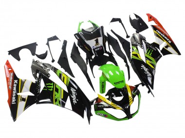 2009-2012 Green Glossy Black Yellow White Red Elf Monster Kawasaki ZX6R Motorcycle Fairings
