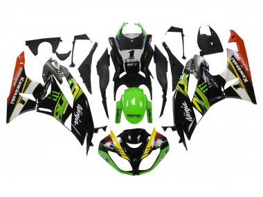 2009-2012 Green Glossy Black Yellow White Red Elf Monster Kawasaki ZX6R Motorcycle Fairings