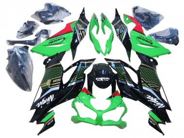 2009-2012 RedRed Glossy Black Honeycomb Kawasaki ZX6R Motorcycle Fairings