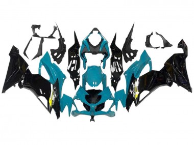 2009-2012 Light Blue Glossy Black Yellow Kawasaki ZX6R Motorcycle Fairings