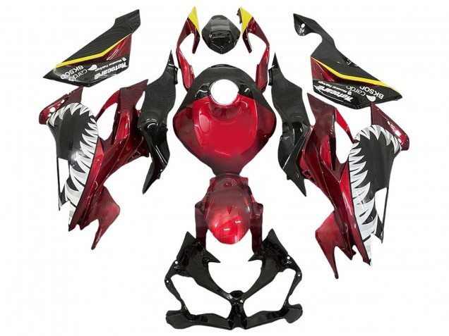 2013-2018 Red Yellow Black White Shark Kawasaki ZX6R Motorcycle Fairings