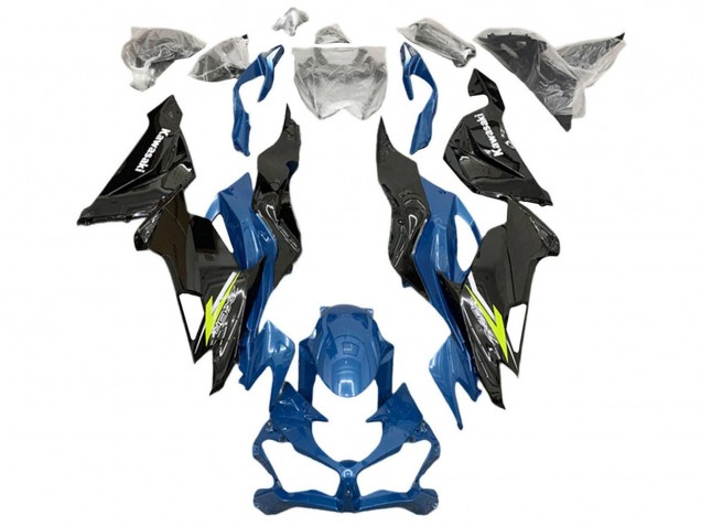 2019-2022 Blue Yellow White Glossy Black Kawasaki ZX6R Motorcycle Fairings