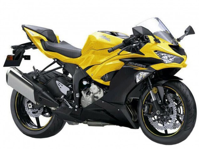 2019-2022 Yellow Matte Black Kawasaki ZX6R Motorcycle Fairings