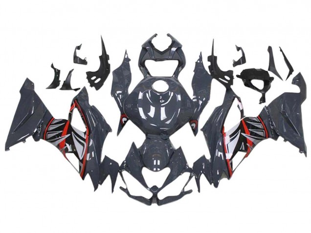 2019-2022 Nardo Grey Red White Shark Kawasaki ZX6R Motorcycle Fairings