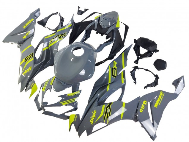 2019-2022 Nardo Grey Yellow Kawasaki ZX6R Motorcycle Fairings