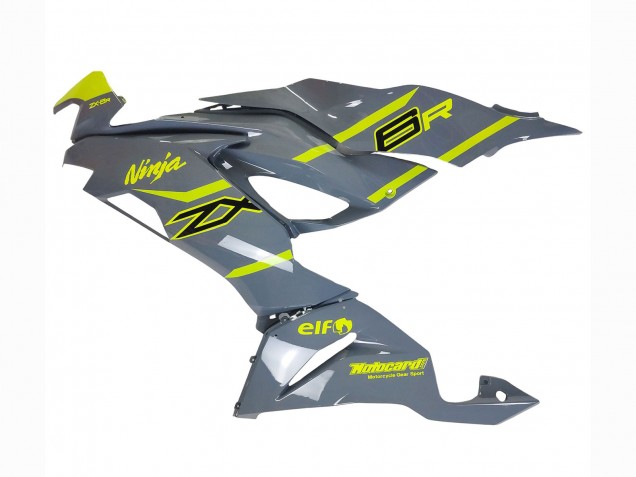 2019-2022 Nardo Grey Yellow Kawasaki ZX6R Motorcycle Fairings