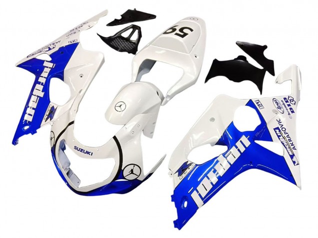 2000-2002 White Blue Jordan 59 Suzuki GSXR1000 Motorcycle Fairings