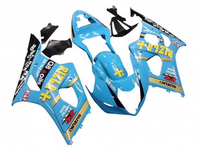 2003-2004 Light Blue Yellow Black Rizla Motul Suzuki GSXR 1000 Motorcycle Fairings