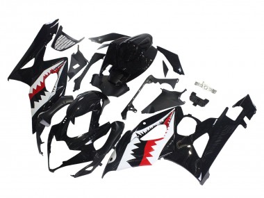 2005-2006 Glossy Black Red White Shark Suzuki GSXR 1000 Motorcycle Fairings