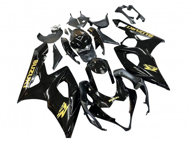 2005-2006 Glossy Black Gold Decal Suzuki GSXR 1000 Motorcycle Fairings