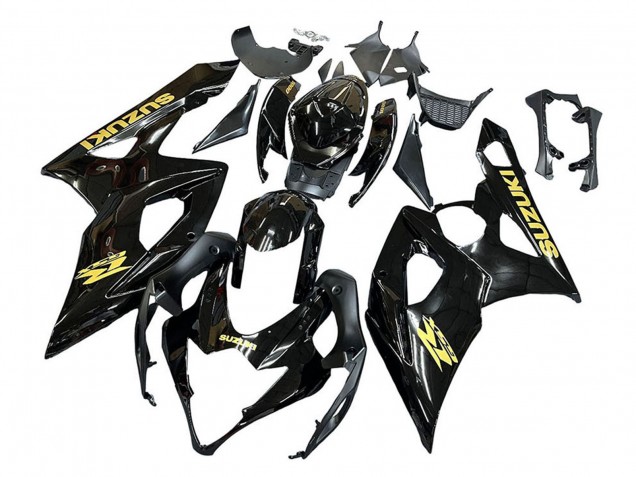 2005-2006 Glossy Black Gold Decal Suzuki GSXR 1000 Motorcycle Fairings