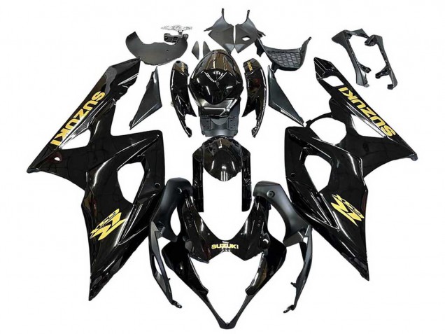 2005-2006 Glossy Black Gold Decal Suzuki GSXR 1000 Motorcycle Fairings