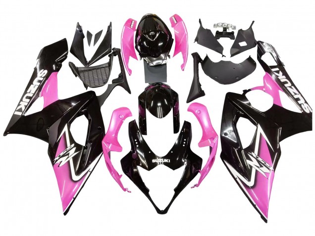 2005-2006 Glossy Black Pink Suzuki GSXR 1000 Motorcycle Fairings