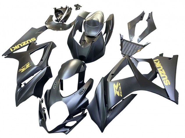2007-2008 Matte Black Gold Decal Suzuki GSXR 1000 Motorcycle Fairings